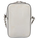 PRADA Chain Shoulder Bag Leather White Silver Auth 202662-3