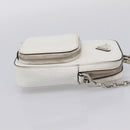 PRADA Chain Shoulder Bag Leather White Silver Auth 202662-5