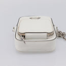 PRADA Chain Shoulder Bag Leather White Silver Auth 202662-9