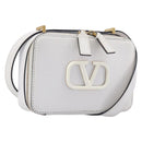 VALENTINO Shoulder Bag Leather White Gold Auth 202663A-1