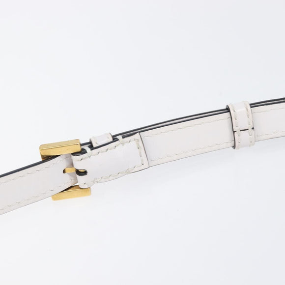 VALENTINO Shoulder Bag Leather White Gold Auth 202663A