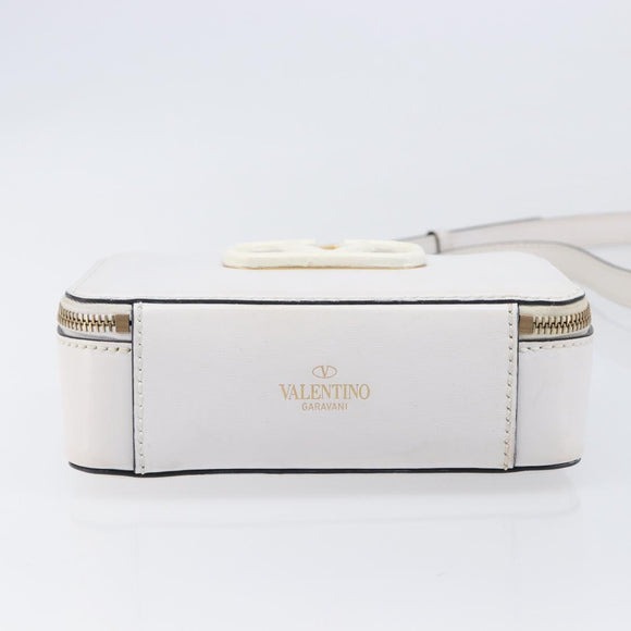 VALENTINO Shoulder Bag Leather White Gold Auth 202663A
