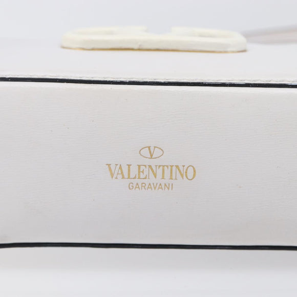 VALENTINO Shoulder Bag Leather White Gold Auth 202663A