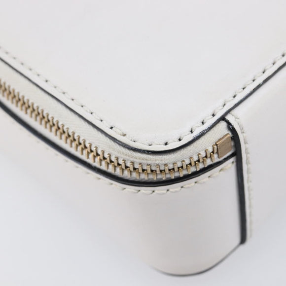 VALENTINO Shoulder Bag Leather White Gold Auth 202663A
