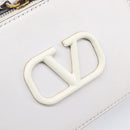 VALENTINO Shoulder Bag Leather White Gold Auth 202663A-20