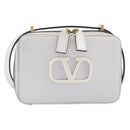 VALENTINO Shoulder Bag Leather White Gold Auth 202663A-13