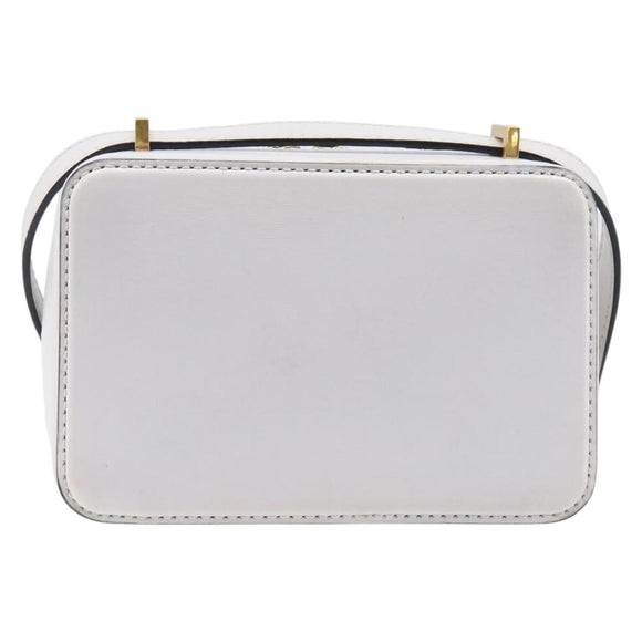 VALENTINO Shoulder Bag Leather White Gold Auth 202663A