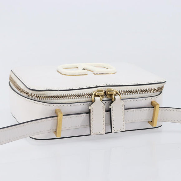 VALENTINO Shoulder Bag Leather White Gold Auth 202663A