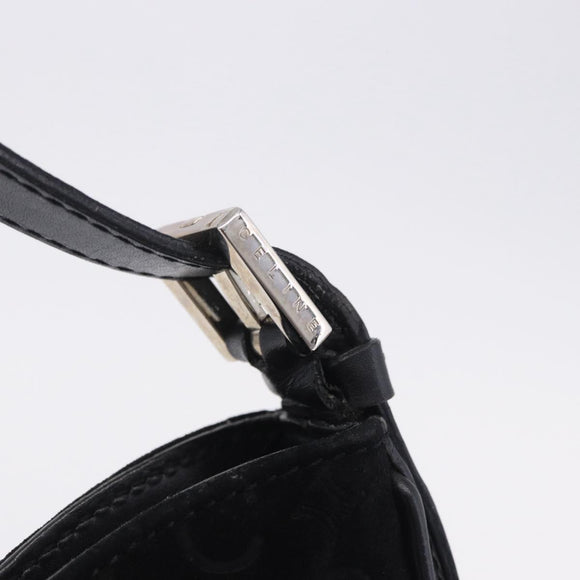 CELINE C Macadam Canvas Shoulder Bag Suede Black Silver Auth 202665A