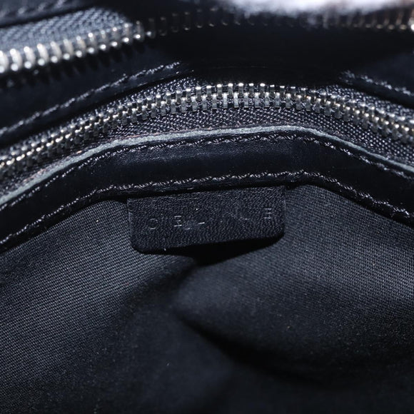 CELINE C Macadam Canvas Shoulder Bag Suede Black Silver Auth 202665A