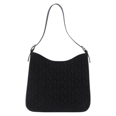CELINE C Macadam Canvas Shoulder Bag Suede Black Silver Auth 202665A - 0
