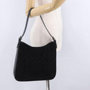 CELINE C Macadam Canvas Shoulder Bag Suede Black Silver Auth 202665A-25