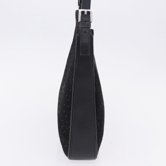 CELINE C Macadam Canvas Shoulder Bag Suede Black Silver Auth 202665A