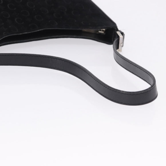 CELINE C Macadam Canvas Shoulder Bag Suede Black Silver Auth 202665A
