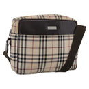 BURBERRY Nova Check Shoulder Bag Canvas Beige Silver Auth 202667-1