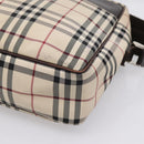 BURBERRY Nova Check Shoulder Bag Canvas Beige Silver Auth 202667-10