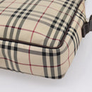 BURBERRY Nova Check Shoulder Bag Canvas Beige Silver Auth 202667-12