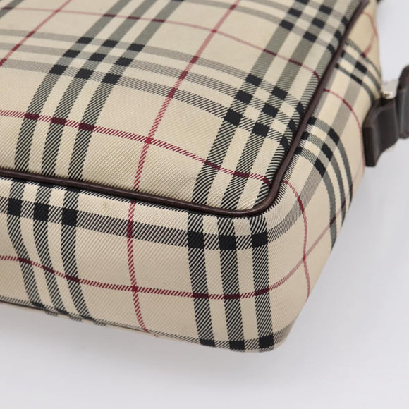 BURBERRY Nova Check Shoulder Bag Canvas Beige Silver Auth 202667
