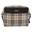 BURBERRY Nova Check Shoulder Bag Canvas Beige Silver Auth 202667-2