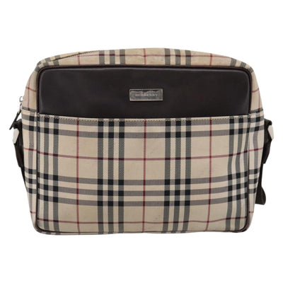 BURBERRY Nova Check Shoulder Bag Canvas Beige Silver Auth 202667 - 0
