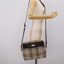 BURBERRY Nova Check Shoulder Bag Canvas Beige Silver Auth 202667-22
