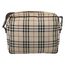 BURBERRY Nova Check Shoulder Bag Canvas Beige Silver Auth 202667-3
