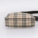 BURBERRY Nova Check Shoulder Bag Canvas Beige Silver Auth 202667-9