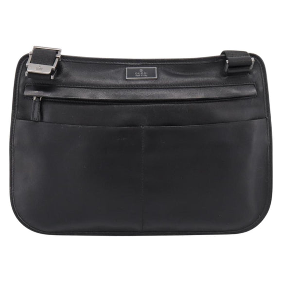 GUCCI Shoulder Bag Leather Black Silver 001 3364 Auth 202668