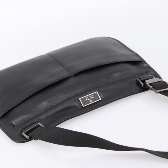GUCCI Shoulder Bag Leather Black Silver 001 3364 Auth 202668