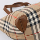 Burberrys Nova Check Hand Bag Canvas Beige Gold Auth 202669-16