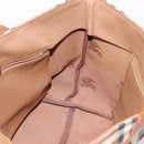 Burberrys Nova Check Hand Bag Canvas Beige Gold Auth 202669-17