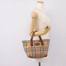 Burberrys Nova Check Hand Bag Canvas Beige Gold Auth 202669-20