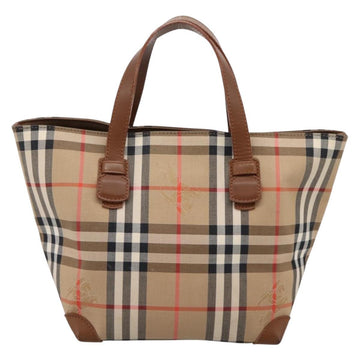 Burberrys Nova Check Hand Bag Canvas Beige Gold Auth 202669 - 0
