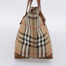 Burberrys Nova Check Hand Bag Canvas Beige Gold Auth 202669-3