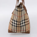 Burberrys Nova Check Hand Bag Canvas Beige Gold Auth 202669-4