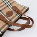 Burberrys Nova Check Hand Bag Canvas Beige Gold Auth 202669-7