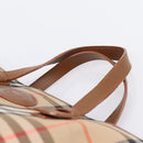 Burberrys Nova Check Hand Bag Canvas Beige Gold Auth 202669-8