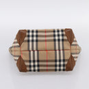 Burberrys Nova Check Hand Bag Canvas Beige Gold Auth 202669-5