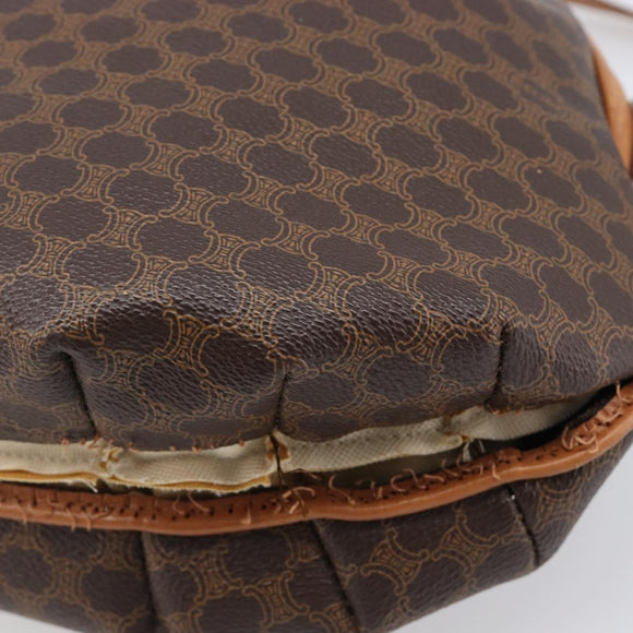CELINE Macadam Canvas Shoulder Bag PVC Leather Brown Gold Auth 202674