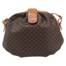 CELINE Macadam Canvas Shoulder Bag PVC Leather Brown Gold Auth 202674-13