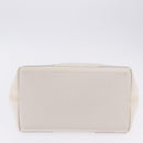 BALENCIAGA Navy Cabas Hand Bag Canvas Ivory Silver 339933 Auth 202675A-12