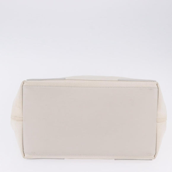 BALENCIAGA Navy Cabas Hand Bag Canvas Ivory Silver 339933 Auth 202675A