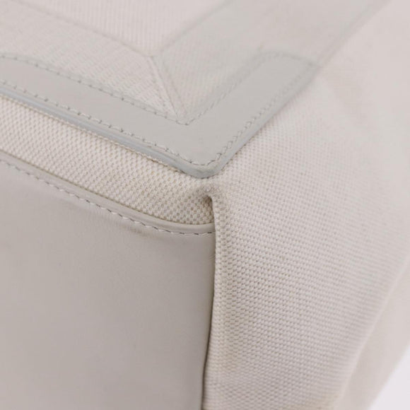 BALENCIAGA Navy Cabas Hand Bag Canvas Ivory Silver 339933 Auth 202675A