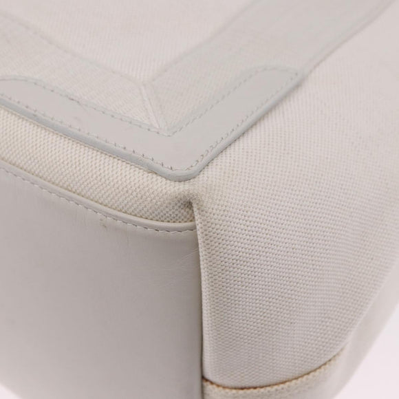 BALENCIAGA Navy Cabas Hand Bag Canvas Ivory Silver 339933 Auth 202675A