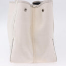 BALENCIAGA Navy Cabas Hand Bag Canvas Ivory Silver 339933 Auth 202675A-6