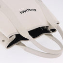 BALENCIAGA Navy Cabas Hand Bag Canvas Ivory Silver 339933 Auth 202675A-8