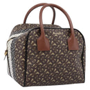 BURBERRY Monogram Cube Hand Bag PVC Brown Gold Auth 202676-1