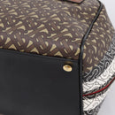 BURBERRY Monogram Cube Hand Bag PVC Brown Gold Auth 202676-10