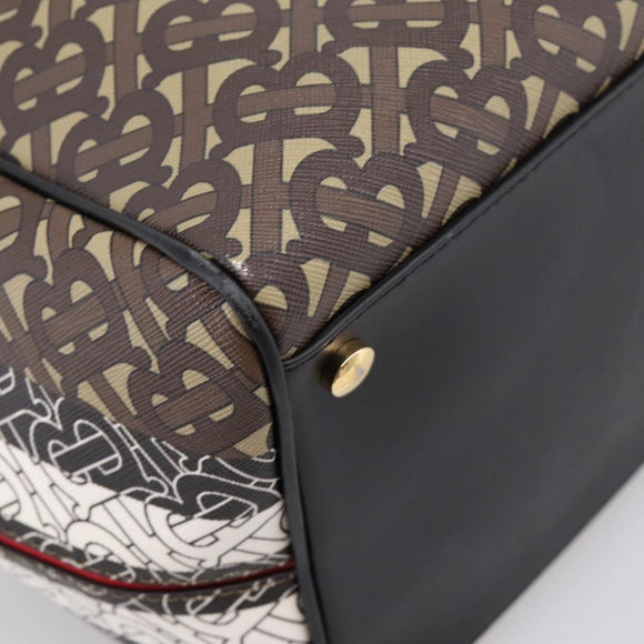 BURBERRY Monogram Cube Hand Bag PVC Brown Gold Auth 202676