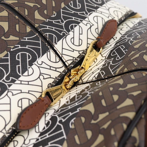 BURBERRY Monogram Cube Hand Bag PVC Brown Gold Auth 202676